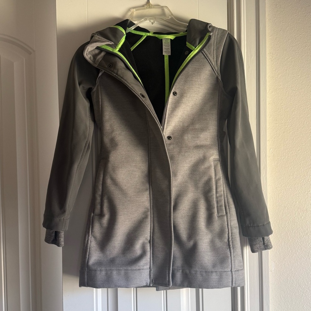 Ivivva Rock the Rain Gray Hooded Jacket Coat - Kids Girls Size 8 EUC